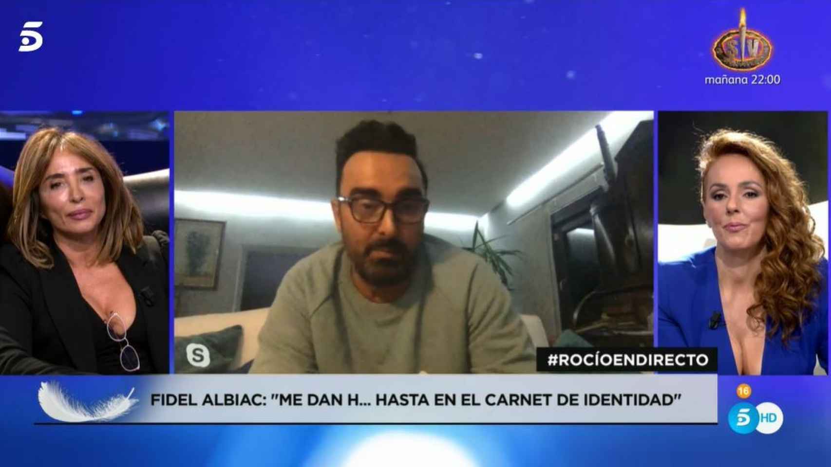 Patiño, Fidel y Carrasco hablando en Telecinco.