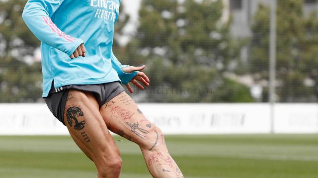 Sergio Ramos entrenando con el Real Madrid