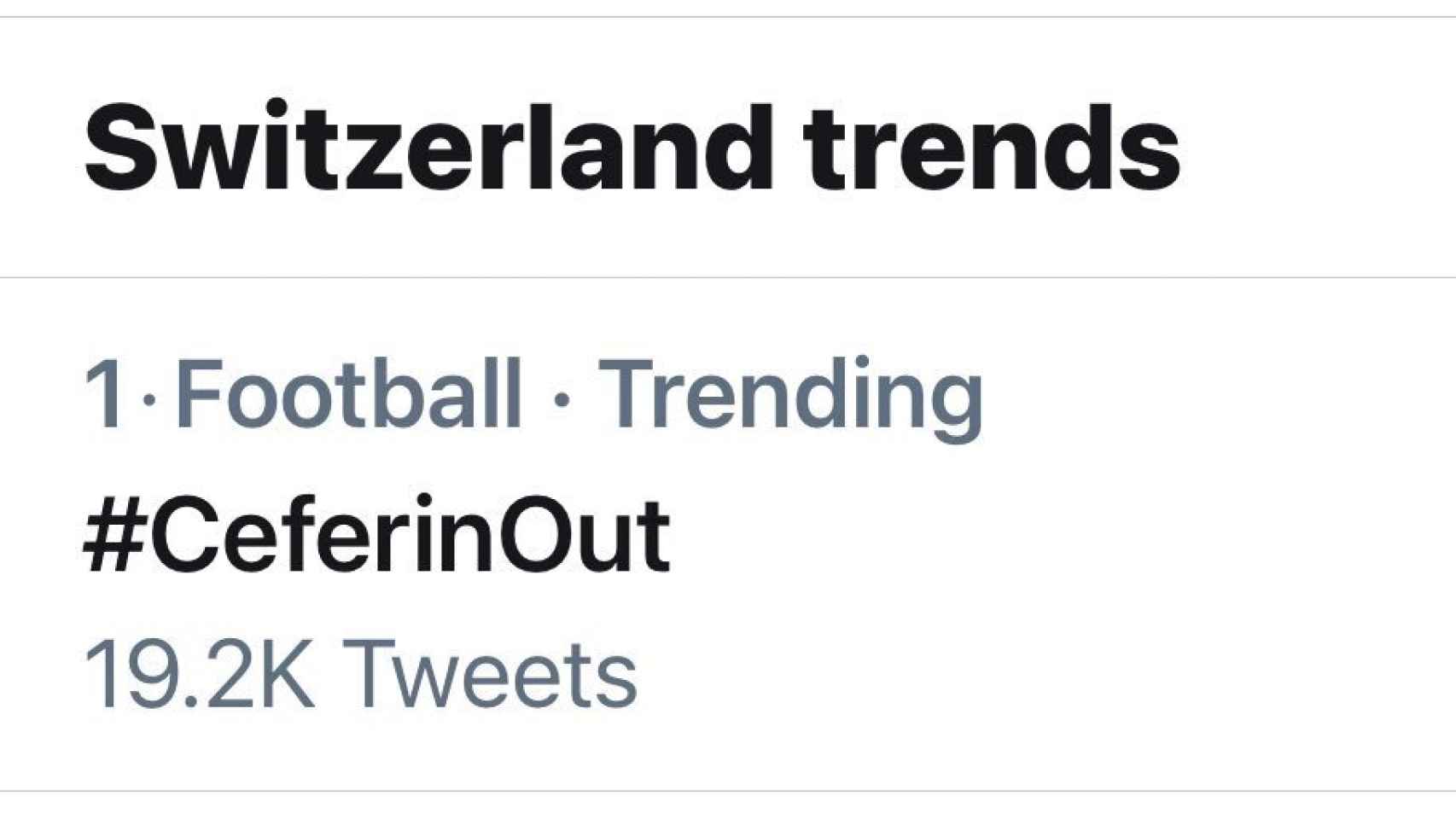 #CeferinOut, primera tendencia en Suiza