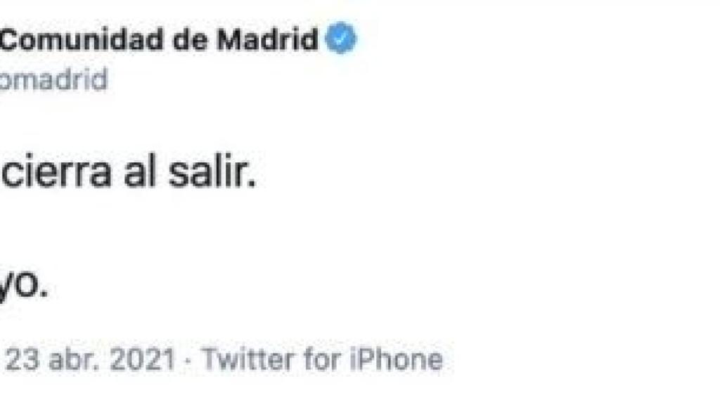 Tuit borrado por el que han preguntado a Casado y Martínez-Almeida.