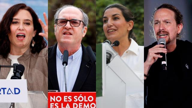 Isabel Díaz Ayuso, Ángel Gabilondo, Roció Monasterio y Pablo Iglesias.