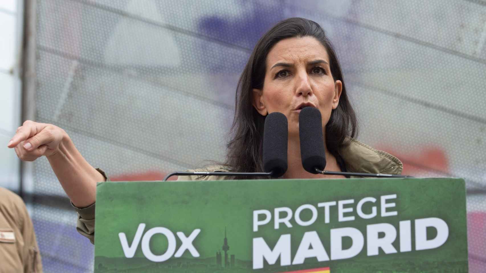 Rocío Monasterio, durante un mitin en Madrid