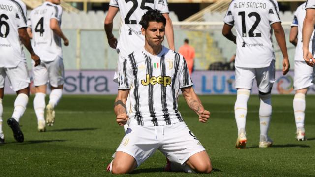 Álvaro Morata celebra un gol con la Juventus