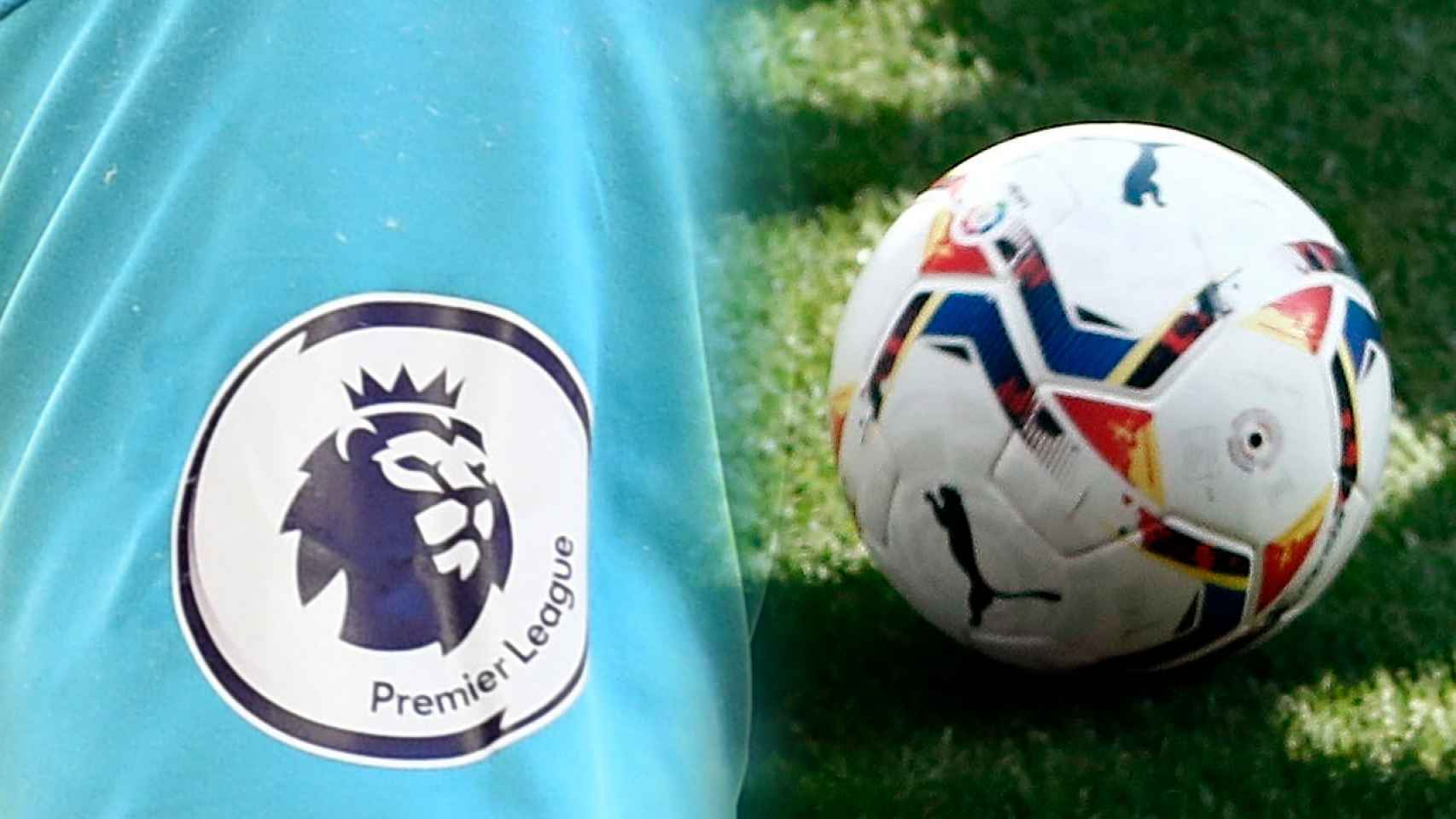 El logo de la Premier League y el balón de LaLiga, en un fotomontaje
