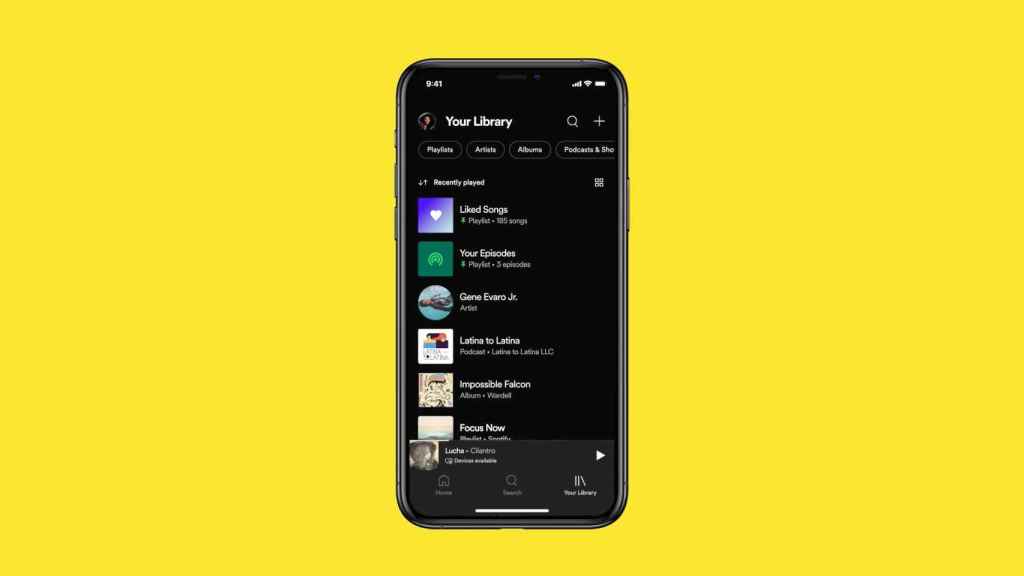 Nueva biblioteca de Spotify