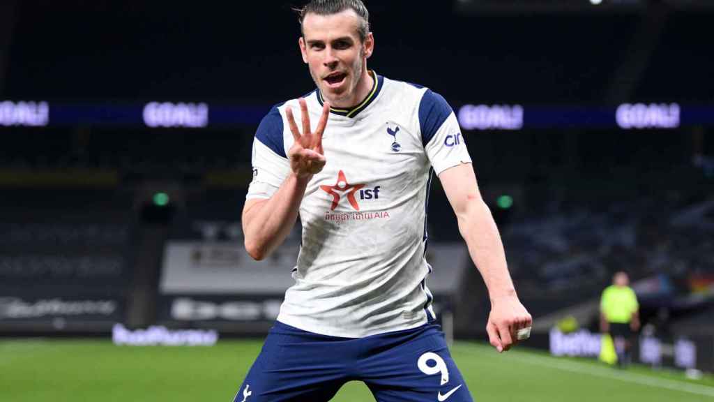 Bale celebra un gol con el Tottenham