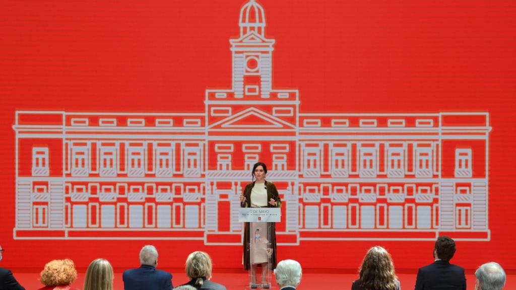 Isabel Díaz Ayuso, presidenta de la Comunidad de Madrid y candidata del PP, en el discurso del 2 de mayo.