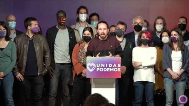 Comparecencia de Pablo Iglesias tras la debacle en las últimas elecciones de la Comunidad de Madrid.