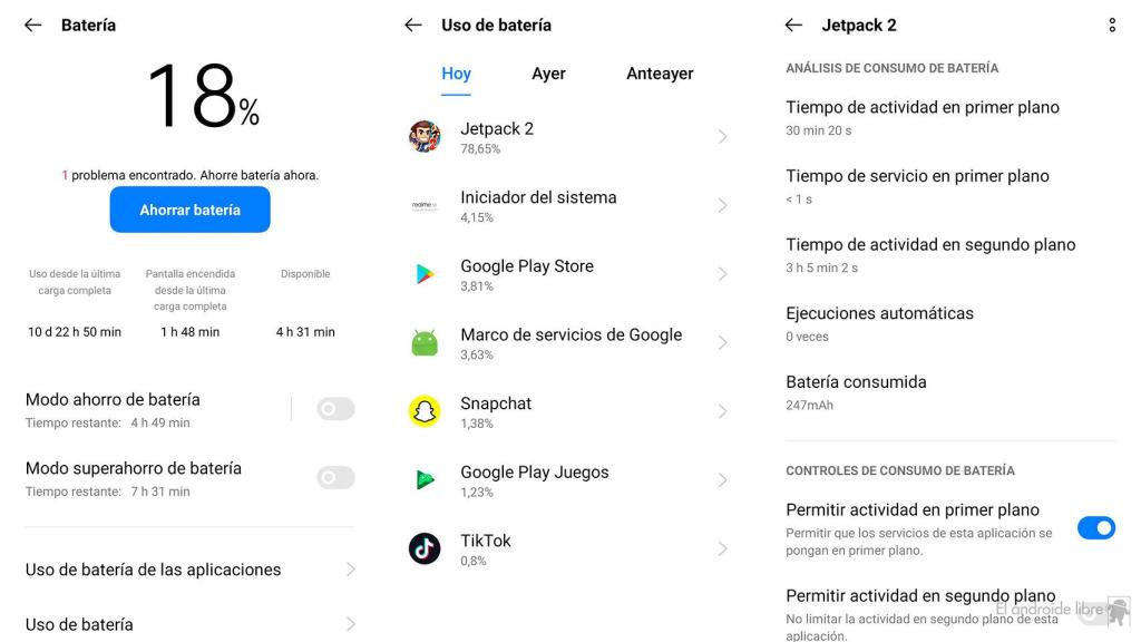 Uso de la batería