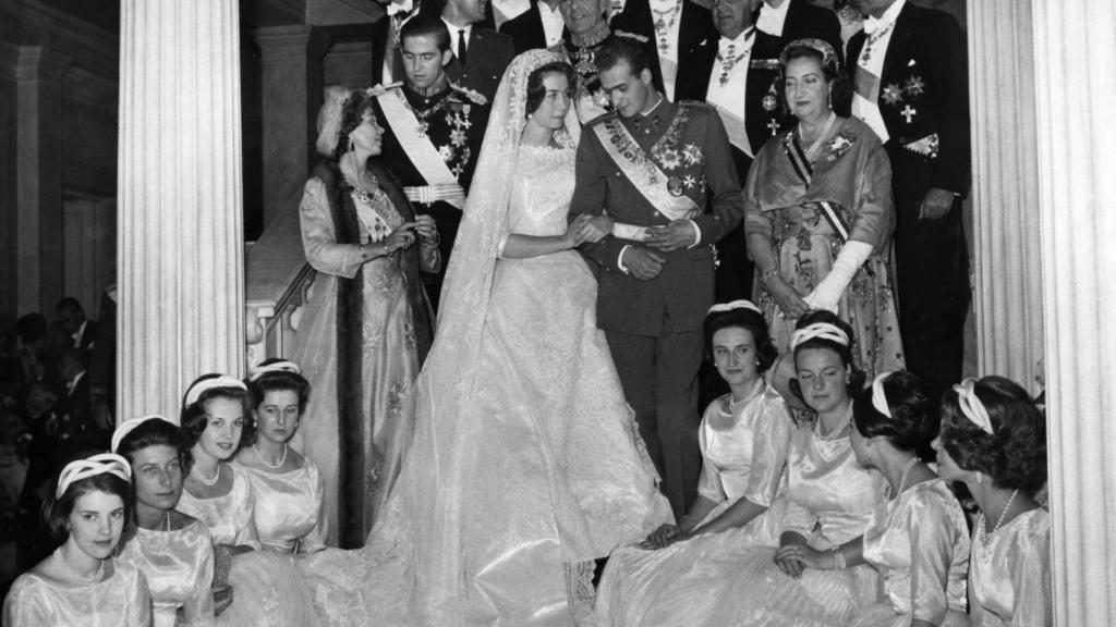 Sofía de Grecia y Juan Carlos de Borbón, el día de su boda en 1962.