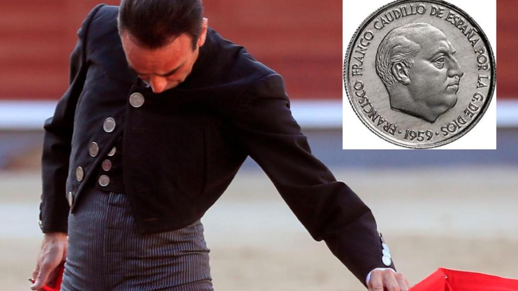 Enrique Ponce toreando en Las Ventas con la botonadura de Francisco Franco.