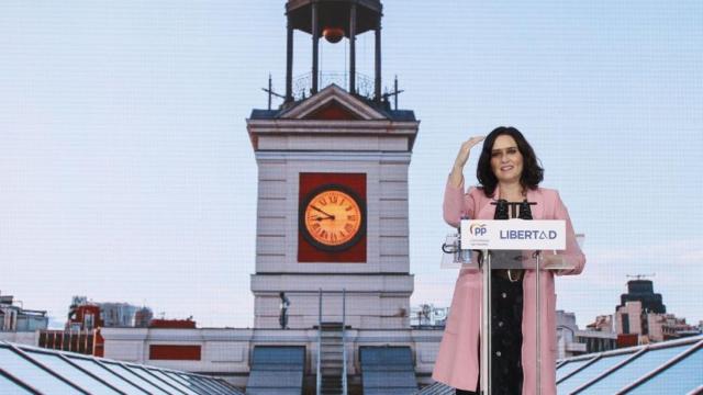 Isabel Díaz Ayuso durante el cierre de campaña.