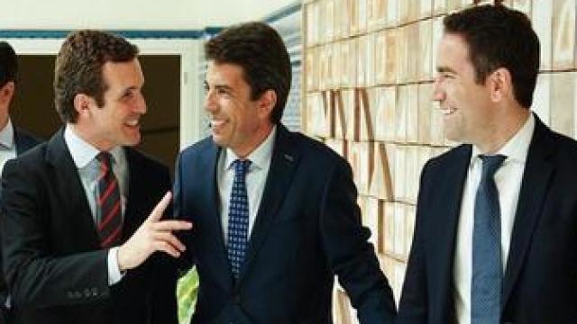 Pablo Casado, Carlos Mazón y Teodoro García Egea.