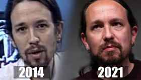 Pablo Iglesias, antes y ahora, en un fotomontaje.