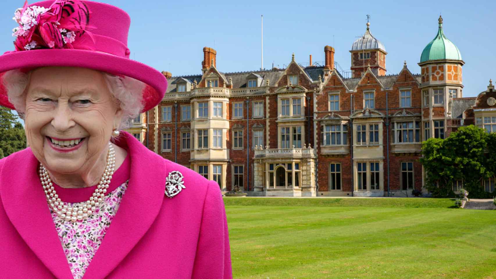 La reina Isabel en Sandringham, en un fotomontaje de JALEOS.