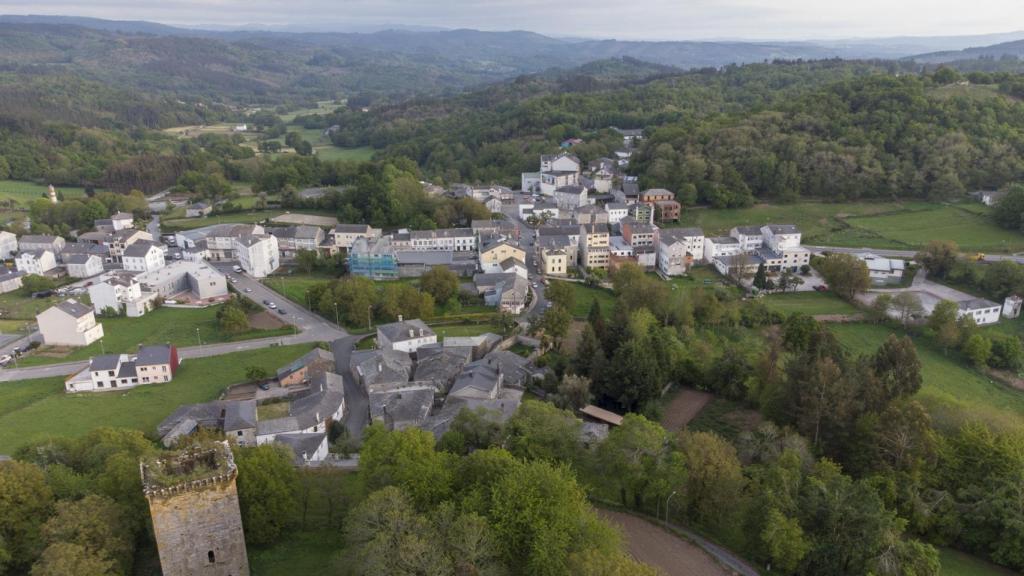 Vista aérea de Castroverde, un municipio de 2.595 habitantes situado en Lugo.