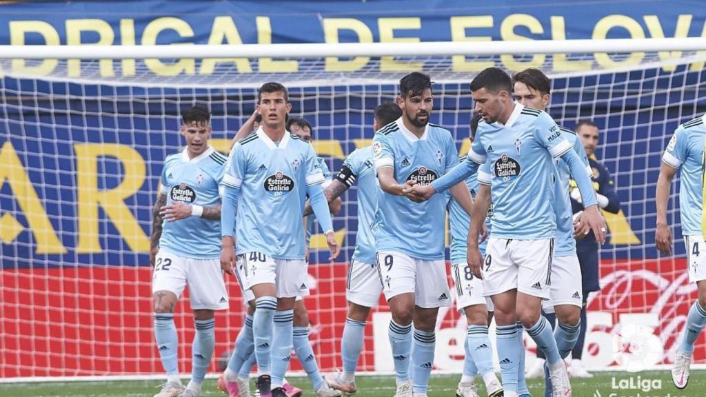 Los jugadores del Celta de Vigo celebran un gol ante el Villarreal