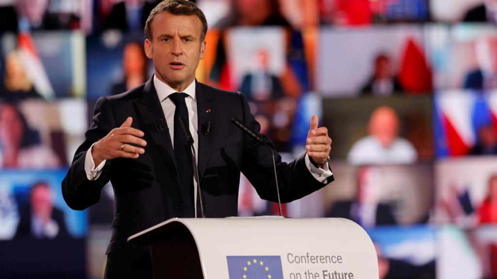 Emmanuel Macron, durante la inauguración este domingo de la Conferencia sobre el Futuro de Europa.