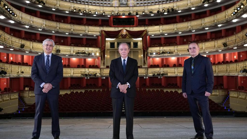 Ignacio García-Belenguer, director general de Teatro Real; Gregorio Marañón, presidente; y Joan Matabosch, director artístico.