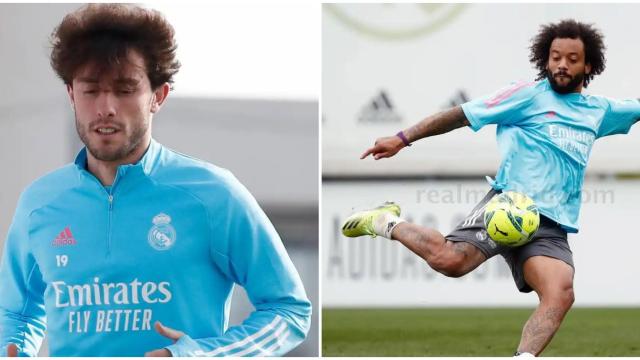 Odriozola y Marcelo entrenando