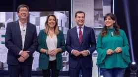 Juan Marín, Susana Díaz, Juanma Moreno y Teresa Rodríguez en el debate electoral de 2018..