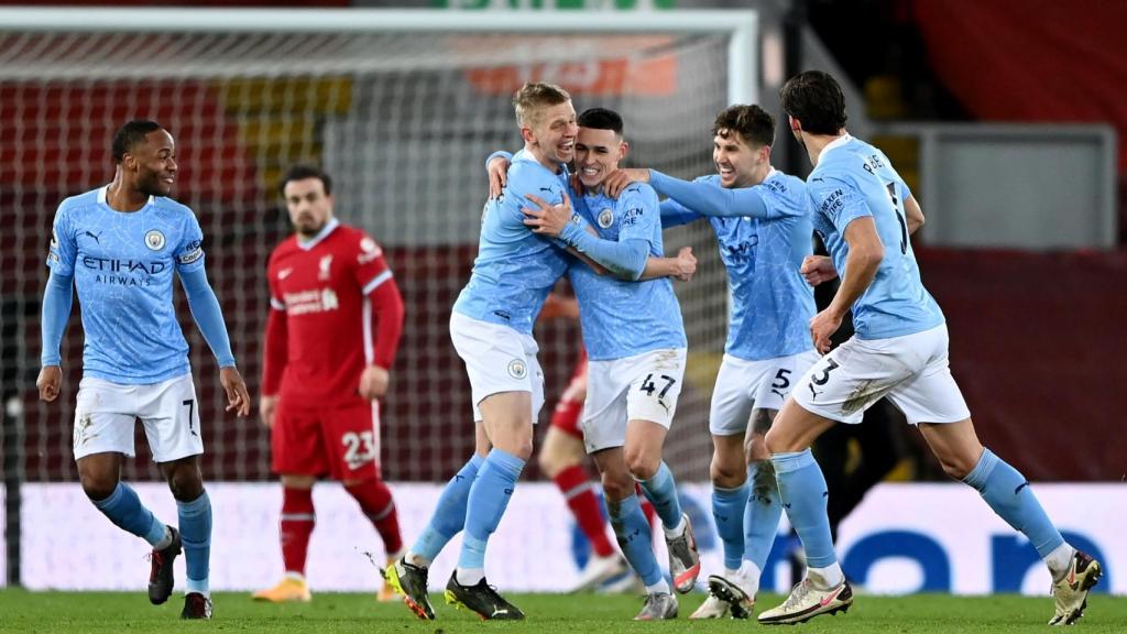 Los jugadores de Manchester City celebrando un gol