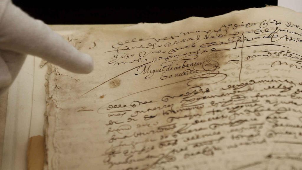 Una de las dos firmas autógrafas de Miguel de Cervantes.