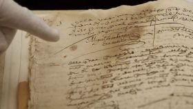 Una de las dos firmas autógrafas de Miguel de Cervantes.