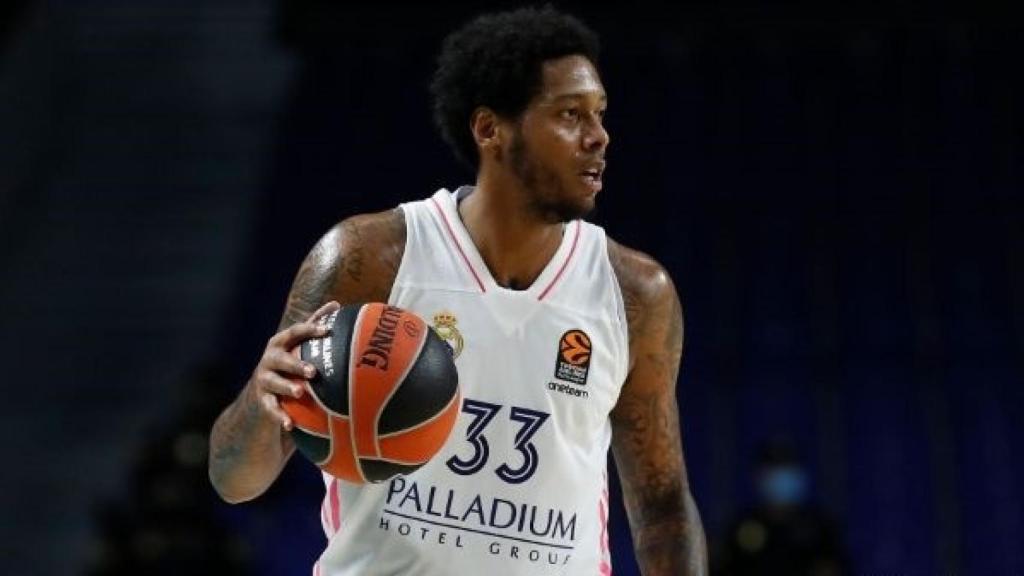 Trey Thompkins, durante un partido con el Real Madrid