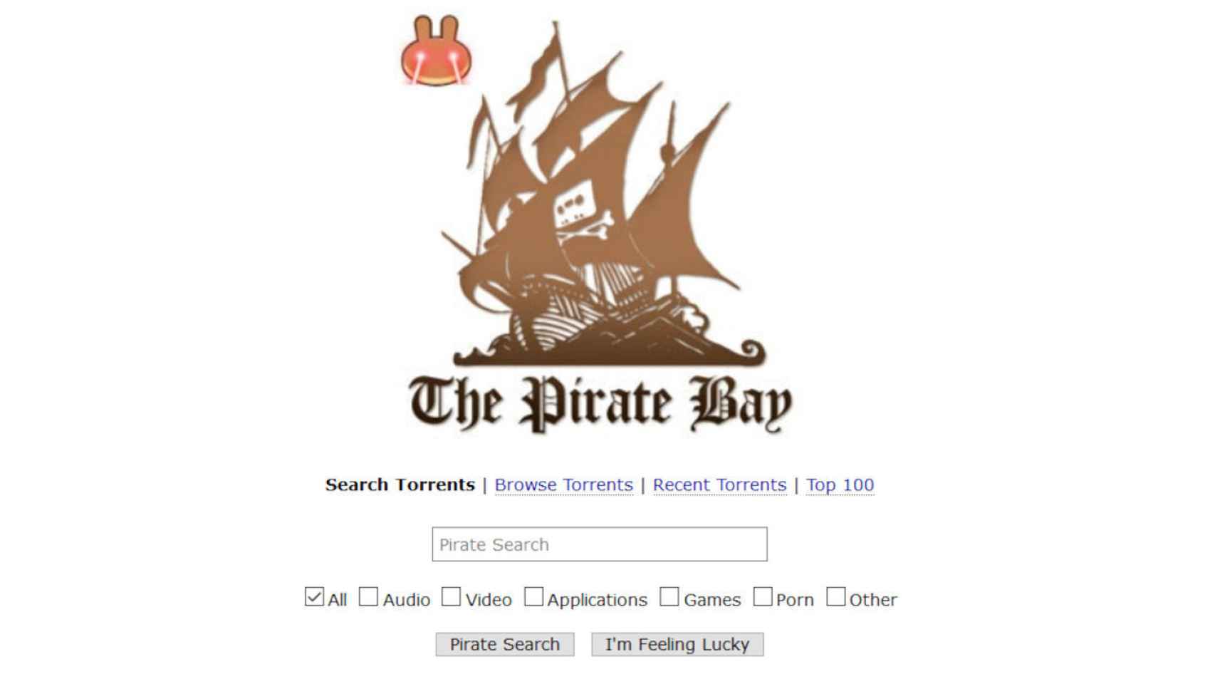 La página de Pirate Bay con el nuevo logotipo