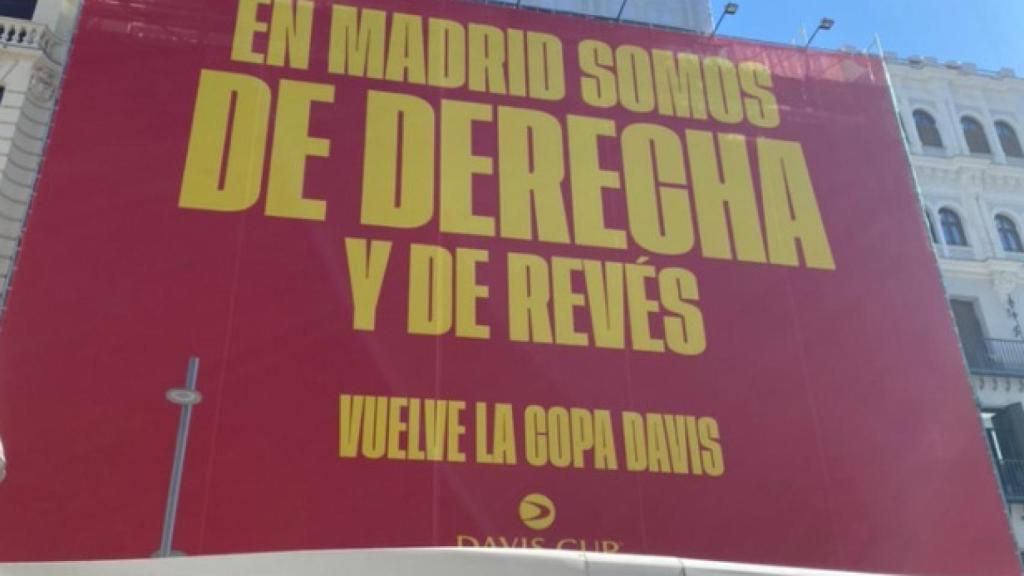 La lona de la Copa Davis de Gerard Piqué en Madrid