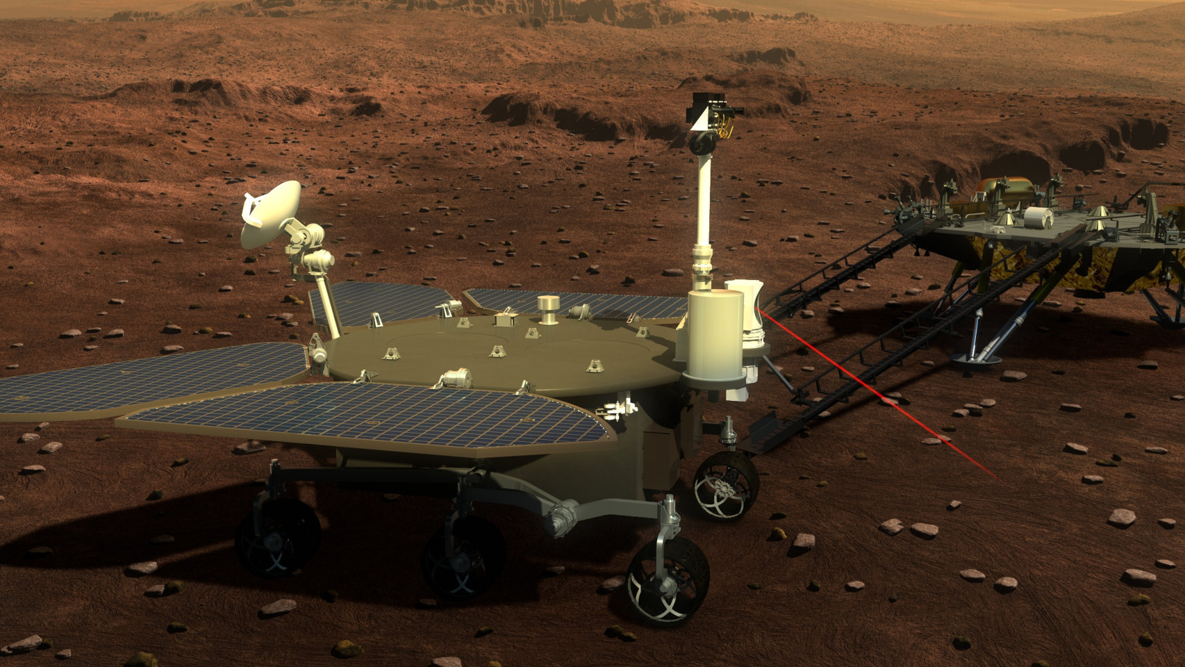 Imagen creada por ordenador del rover marciano de China, Zhurong