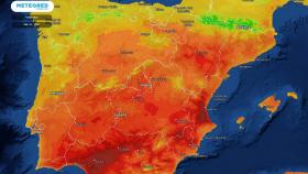 Temperaturas máximas previstas para el domingo 16 de mayo. Eltiempo.es.