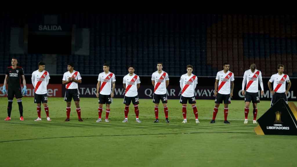Los jugadores de River Plate antes de un partido