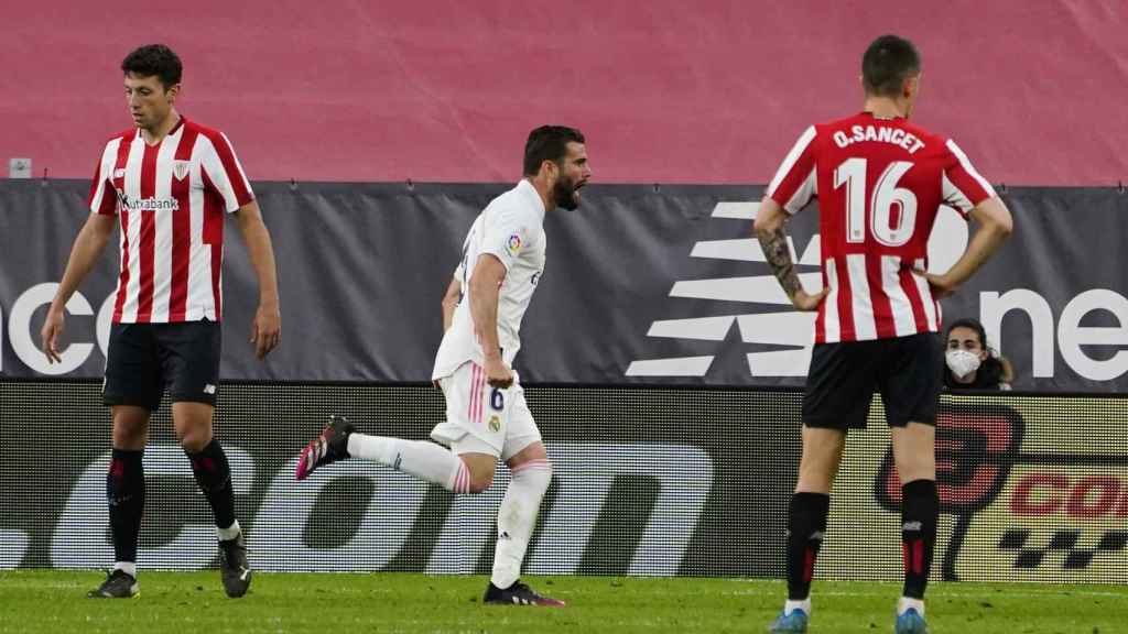 Nacho Fernández celebra su gol frente al Athletic