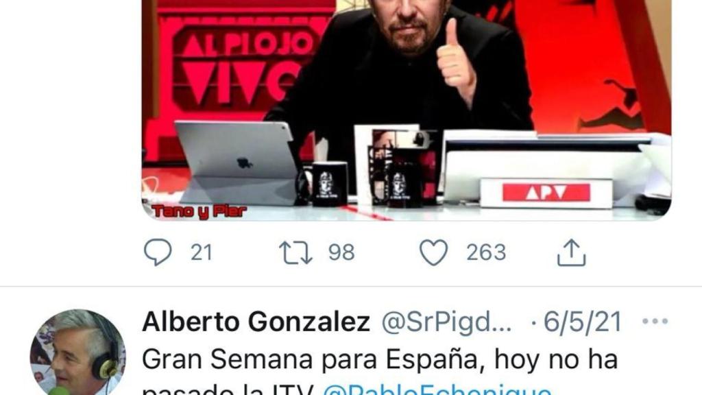Tuit desaparecido de la cuenta de González.