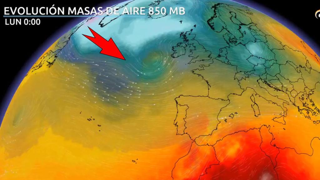 La llegada de los frentes lluviosos que harán descender las temperaturas. Eltiempo.es
