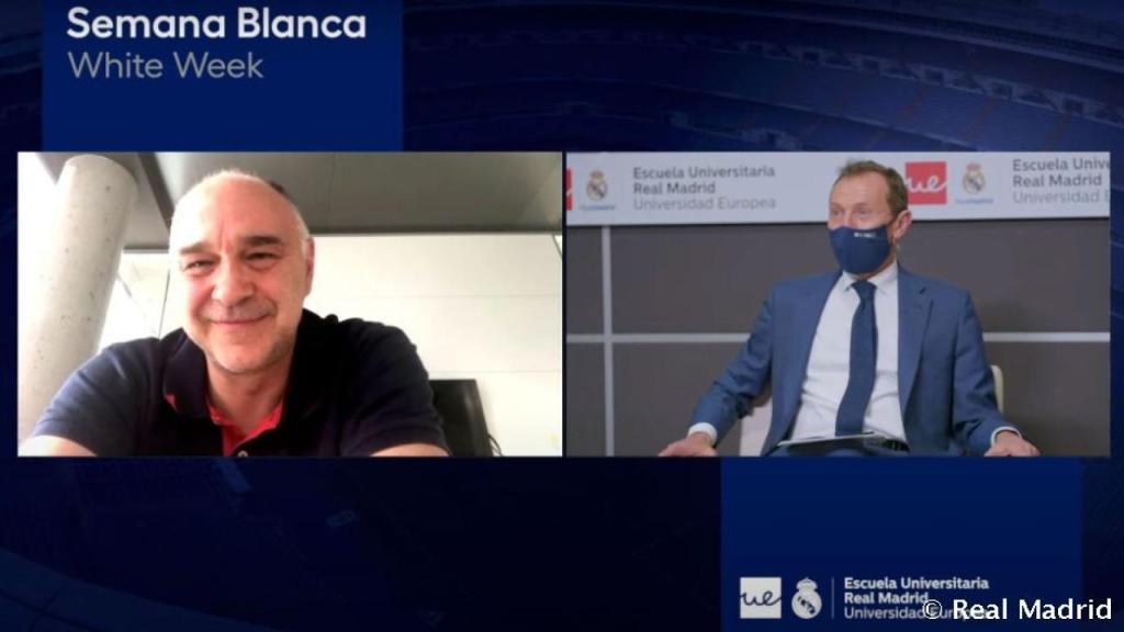 Pablo Laso, durante la Semana Blanca de la Escuela Universitaria Real Madrid Universidad Europea