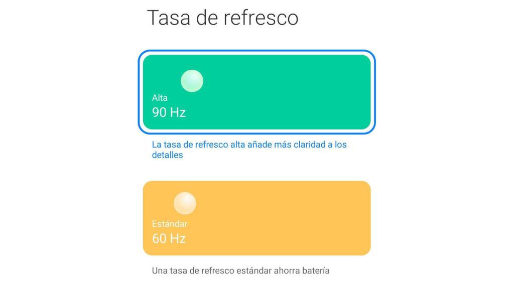 Different refresh rate options