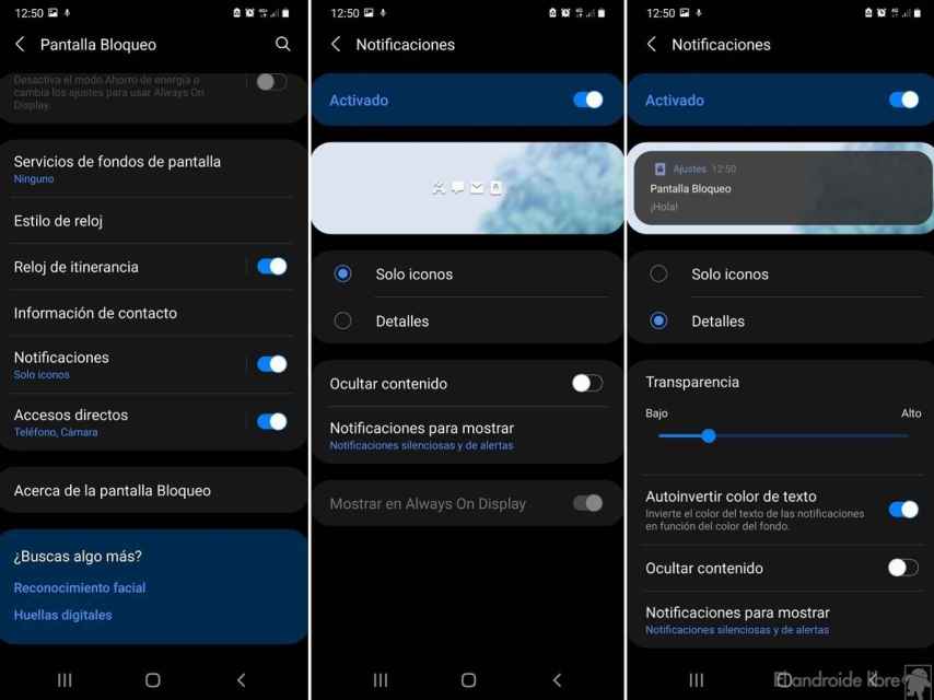 Samsung One UI lock screen notifications