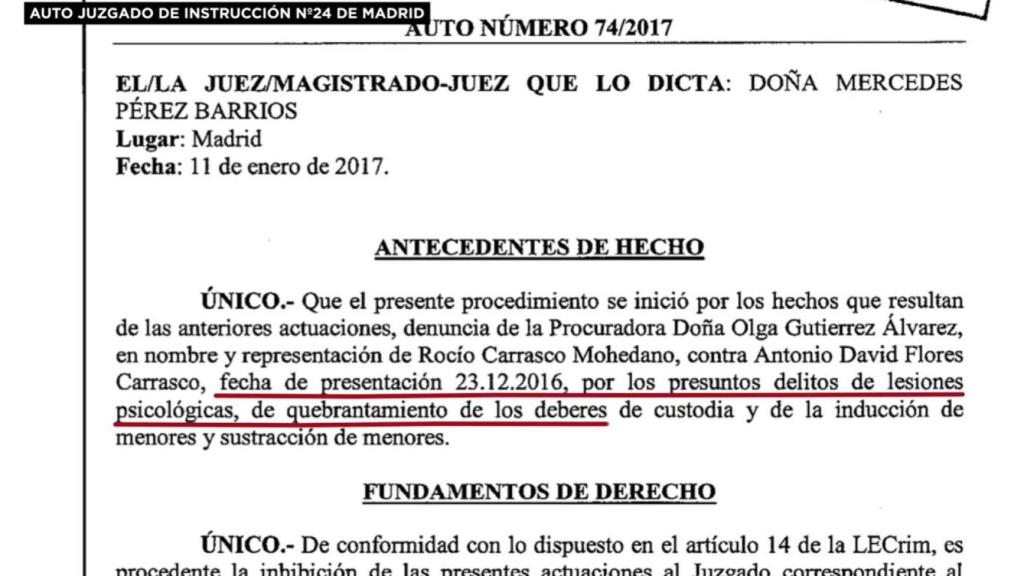 El informe sobre las lesiones psicológicas de Carrasco.