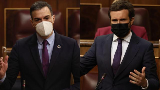 Pedro Sánchez y Pablo Casado, en el Congreso.