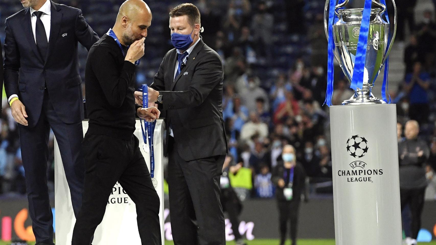 Pep Guardiola, durante la final de la Champions League