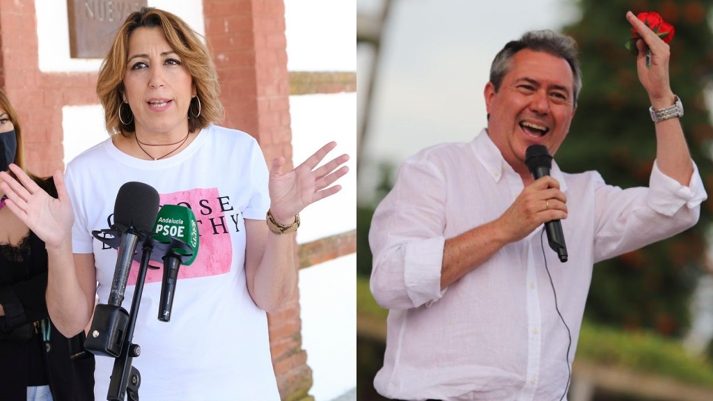 Los candidatos en las primarias del PSOE andaluz, Susana Díaz y Juan Espadas.