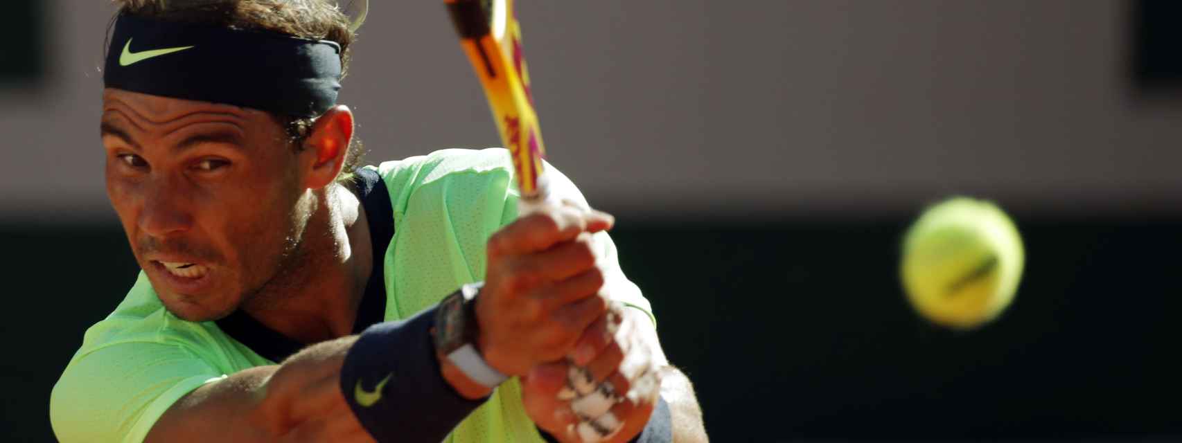 Rafa Nadal, durante su partido ante Alexei Popyrin en Roland Garros 2021