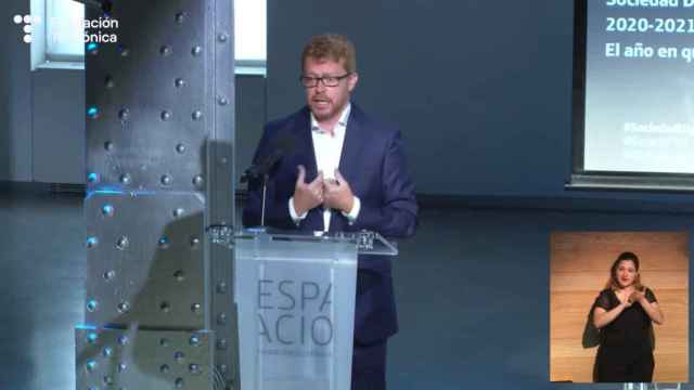 Sergio Oslé, nuevo CEO de Telefónica España, en la presentación del informe 'Sociedad Digital en España'.