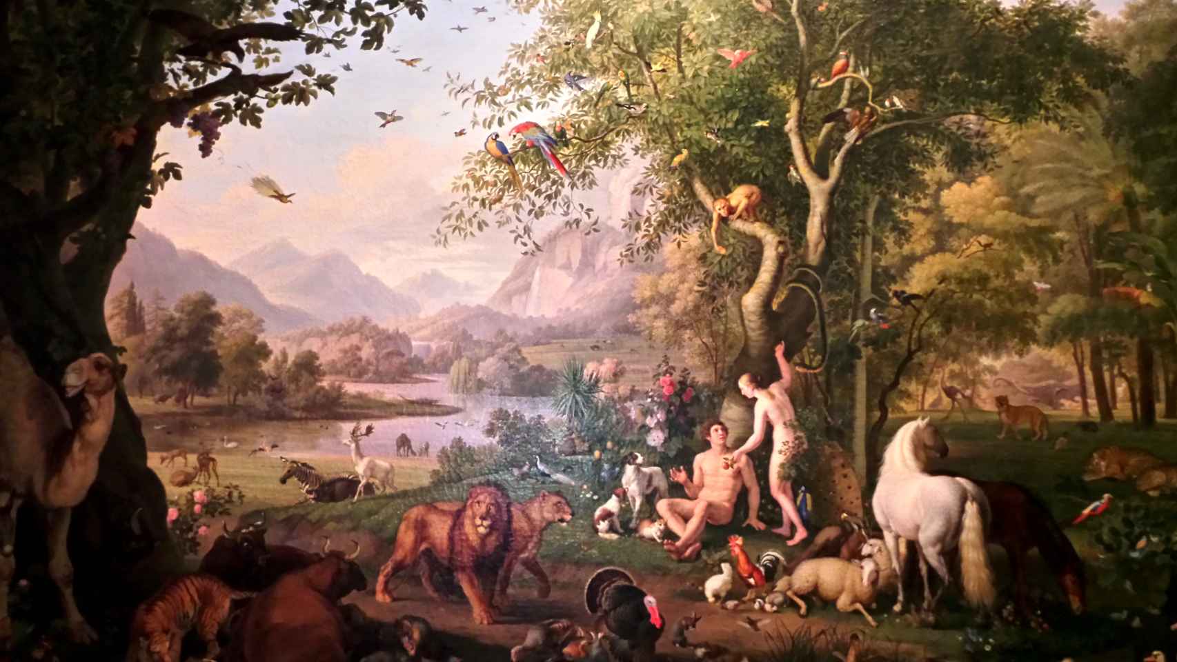 Adán y Eva en el paraíso terrenal, de Johann Wenzel Peter.