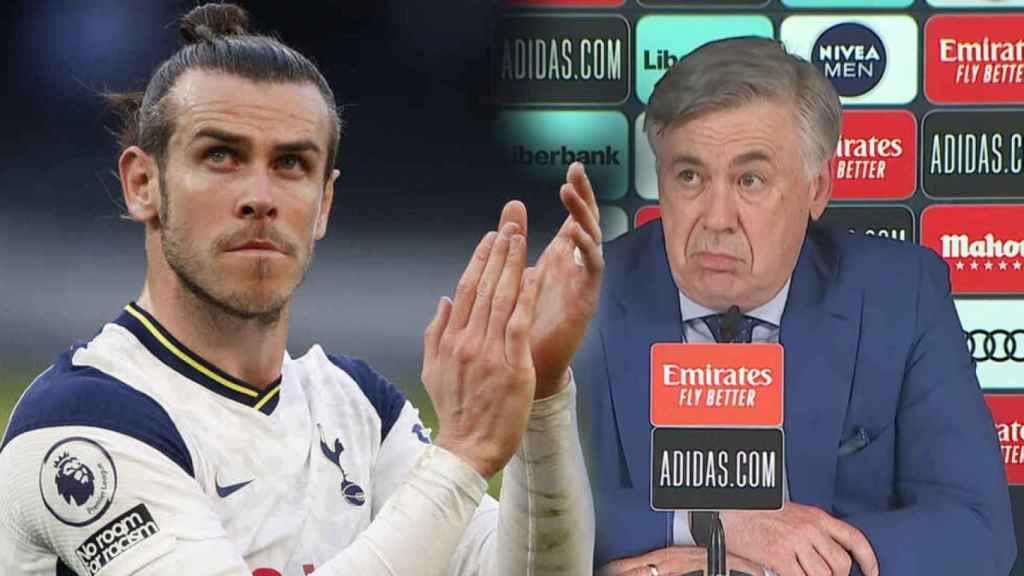 Gareth Bale y Carlo Ancelotti, en un fotomontaje