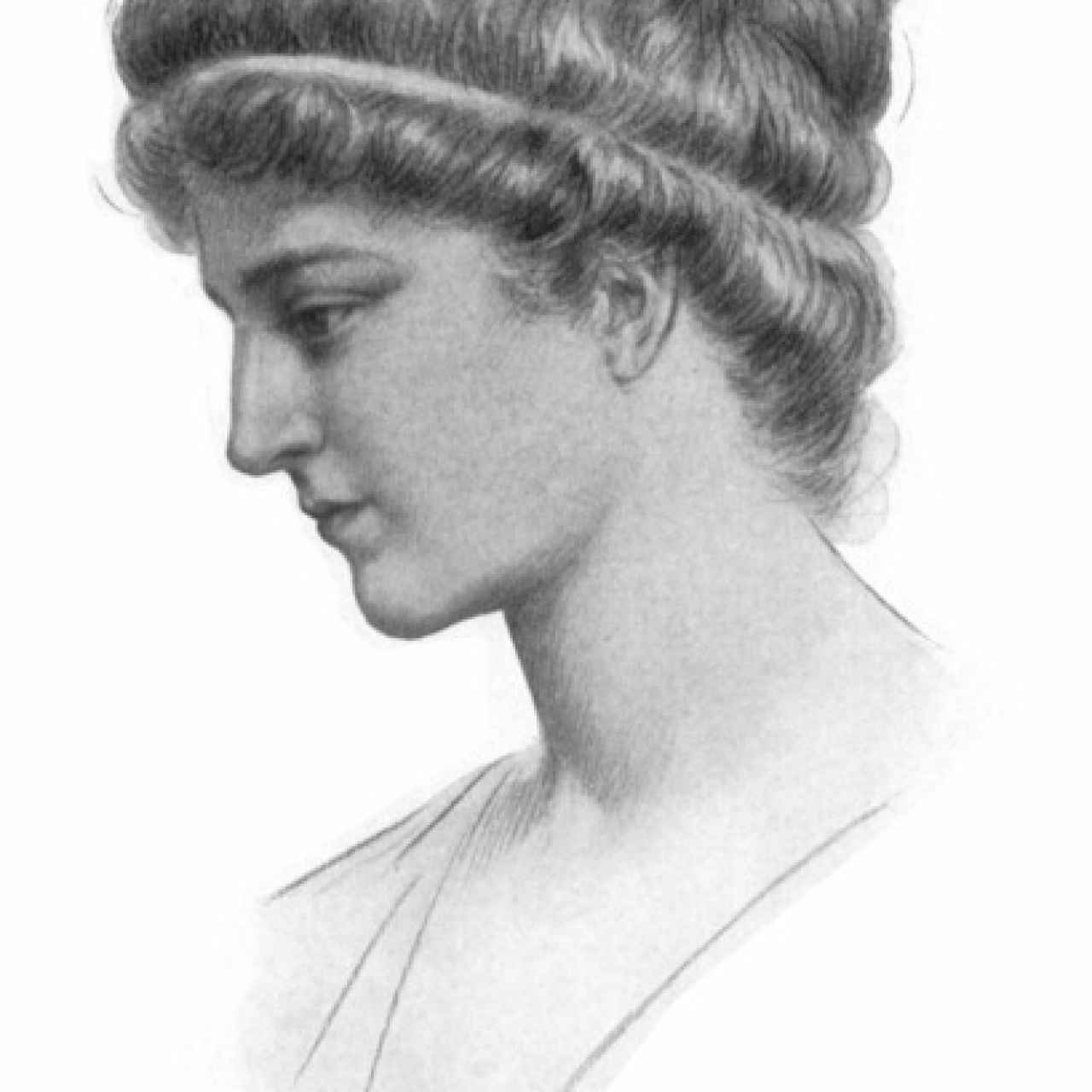 Retrato idealizado de la antigua filósofa neoplatónica griega Hipatia por Jules Maurice Gaspard (1908).