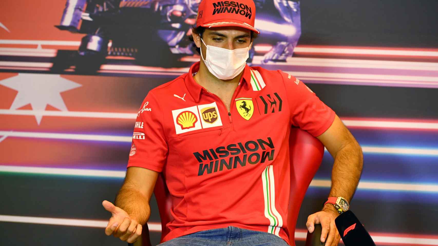 Carlos Sainz en la rueda de prensa de pilotos del GP de Bakú